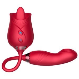 2-in-1 Rose Tongue Licking & Thrusting Vibrator Signature
